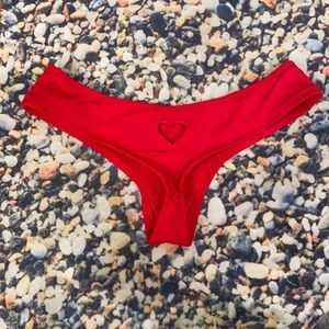 Red Heart Cut Out Bikini Bottoms
